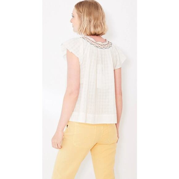 The Great White Embroidered Shirt The Windswept Top 0 Cream Cotton $225 - Picture 3 of 14